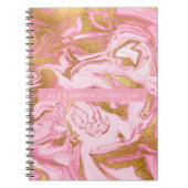 Hot Pink, White and Gold Foil Moderner Marmor Notizblock (Vorderseite)