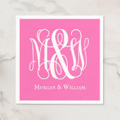 Hot Pink White B&G Vine Script Monogram DIG BG Serviette