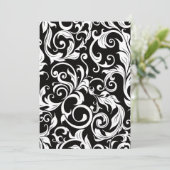 Hot Pink White & Black Damask Hochzeitsempfang Einladung (Stehend Vorderseite)