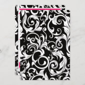 Hot Pink White & Black Damask Hochzeitsempfang Einladung (Vorne/Hinten)