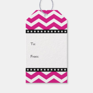 Hot Pink White Black Zickzack Gift Tags Geschenkanhänger