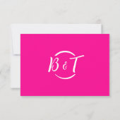 Hot Pink White Calligraphy Wedding RSVP Einladung (Rückseite)