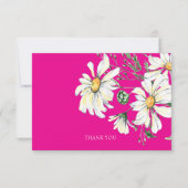 Hot Pink White Daisis Polterabend Vielen Dank Dankeskarte (Vorderseite)