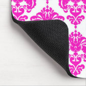 Hot Pink White Damask Chic Modernes elegantes Must Mousepad (Ecke)