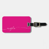 Hot Pink White Elegange Glam Signature Style Name Gepäckanhänger (Vorderseite horizontal)