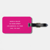 Hot Pink White Elegange Glam Signature Style Name Gepäckanhänger (Rückseite horizontal)