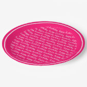 Hot Pink White Happy Birthday Script Typografie Pappteller (Schrägansicht)
