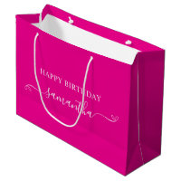 Hot Pink White Happy Geburtsdatum Bow Signature Na