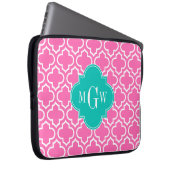 Hot Pink White Marokcan #6 Aquamarin 3 Initial Mon Laptopschutzhülle (Vorne Rechts)