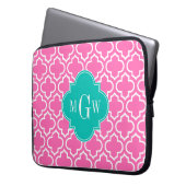 Hot Pink White Marokcan #6 Aquamarin 3 Initial Mon Laptopschutzhülle (Vorderseite Links)