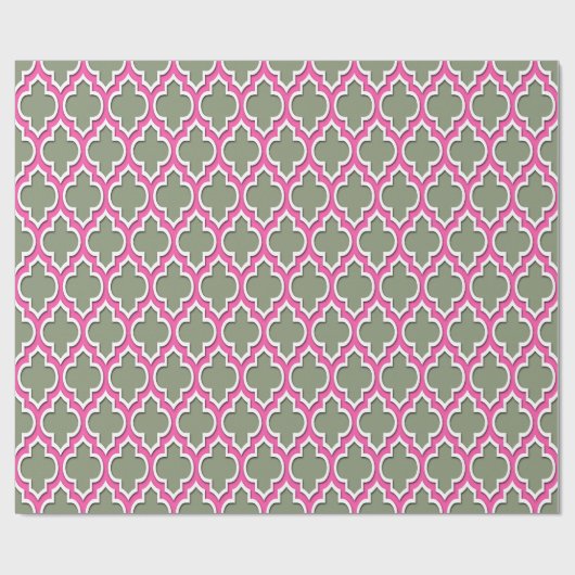 Hot Pink White marokkanisch #4DS Geschenkpapier (Flach)