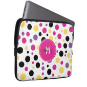 Hot Pink White Monogram Polka Dots Laptopschutzhülle (Vorne Rechts)