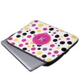 Hot Pink White Monogram Polka Dots Laptopschutzhülle (Vorne Knopf)