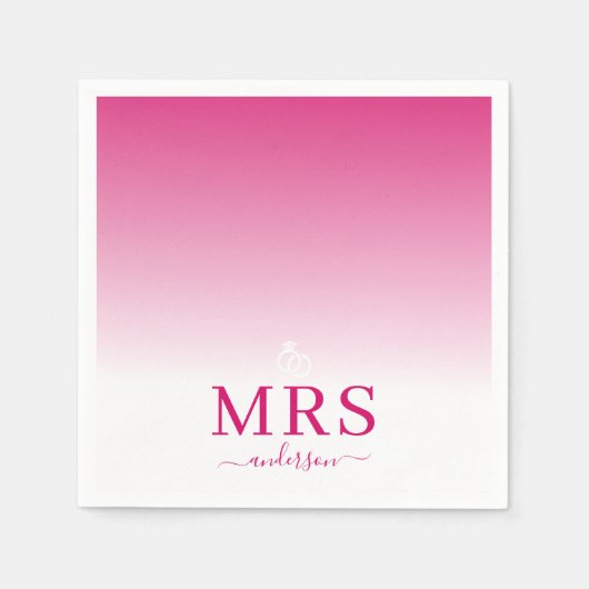 Hot Pink & White Ombre Mrs. Brautparty Wedding Serviette (Vorderseite)