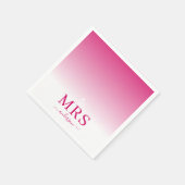 Hot Pink & White Ombre Mrs. Brautparty Wedding Serviette (Ecke)