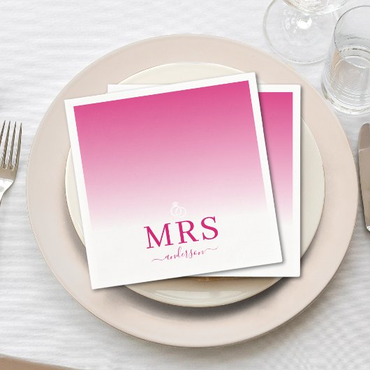 Hot Pink & White Ombre Mrs. Brautparty Wedding Serviette