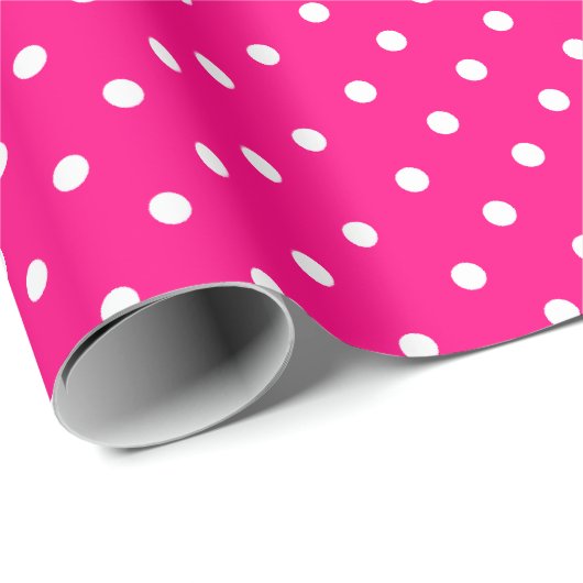Hot Pink | White Polka Dot Wrapping Paper Geschenkpapier (Rolleneckpunkt)