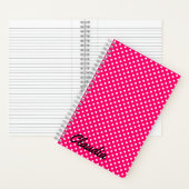 Hot Pink White Polka Dots Name Power Bank Notizblock (Innen)
