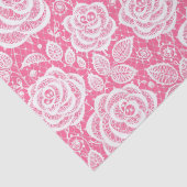 Hot Pink White Rose Lace Geschenkpapier Wrapper Ti Seidenpapier (Detail)