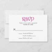 Hot Pink White Schlicht Simple Wedding RSVP Cards (Vorderseite)