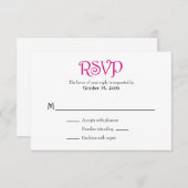 Hot Pink White Schlicht Simple Wedding RSVP Cards (Vorne/Hinten)