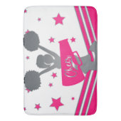 Hot Pink White Silver Stars Cheer Cheer-Leader Badematte (Vorderseite Vertikal)
