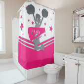 Hot Pink White Silver Stars Cheer Cheer-Leader Duschvorhang (Beispiel)