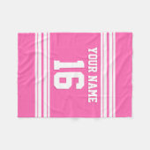 Hot Pink White Sports Jersey Fleecedecke (Vorderseite (Horizontal))