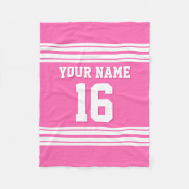 Hot Pink White Sports Jersey Fleecedecke