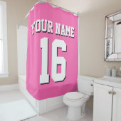 Hot Pink White Sports Jersey Team Jersey Duschvorhang (Beispiel)