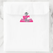 Hot Pink & White Stars Cheer Cheer führendes Party Dreieckiger Aufkleber (Tasche)