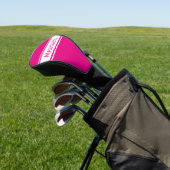 Hot Pink White Stripes Modern Name Monogram Golf Headcover (In SItu)