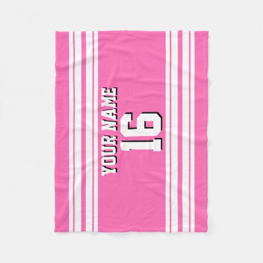 Hot Pink White Team Jersey Name Fleecedecke (Vorderseite)