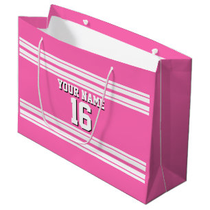 Hot Pink White Team Jersey Name Große Geschenktüte