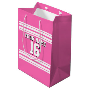 Hot Pink White Team Jersey Name Mittlere Geschenktüte