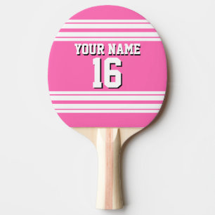Hot Pink White Team Jersey Name Tischtennis Schläger
