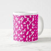 Hot Pink White Trees Jumbo-Tasse (Vorderseite Rechts)