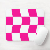 Hot Pink White Wavy Checkerboard Muster Mousepad (Mit Mouse)