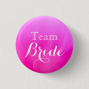 Hot Pink White Wedding Team Bridge Button