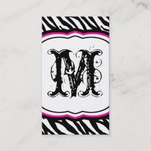 Hot Pink White Zebra Print Pattern Business Card Visitenkarte