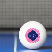 Hot Pink WhPolka Dots Navy Quarzfolie 3 Monogramm Tischtennisball (Netto)