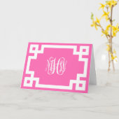 Hot Pink Wht Vine Script Monogram Greek Key DIY BG Karte (Gelbe Blume)