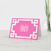 Hot Pink Wht Vine Script Monogram Greek Key DIY BG Karte (Vorderseite)