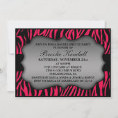 Hot Pink Wild Night Zebra Print Junggeselinnen-Abs Einladung (Vorderseite)
