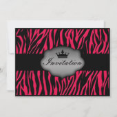 Hot Pink Wild Night Zebra Print Junggeselinnen-Abs Einladung (Rückseite)