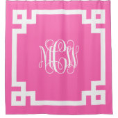 Hot Pink Wine Monogram DIY BG & Griechischer Tastr Duschvorhang (Vorderseite)