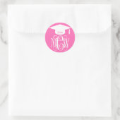 Hot Pink Wine Script Monogram Abschluss DIY BG Runder Aufkleber (Tasche)