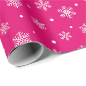 Hot Pink Winter Schneeflocken Weihnachten Geschenkpapier (Rolleneckpunkt)