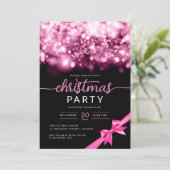 Hot Pink Winter Sparkling Company Xmas Party Einladung (Stehend Vorderseite)