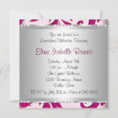 Hot Pink Wirbel Quinceanera Einladung (Rückseite)